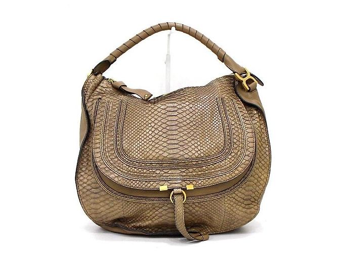 Chloé Marcie Large Python Tote Bag Hellbraun