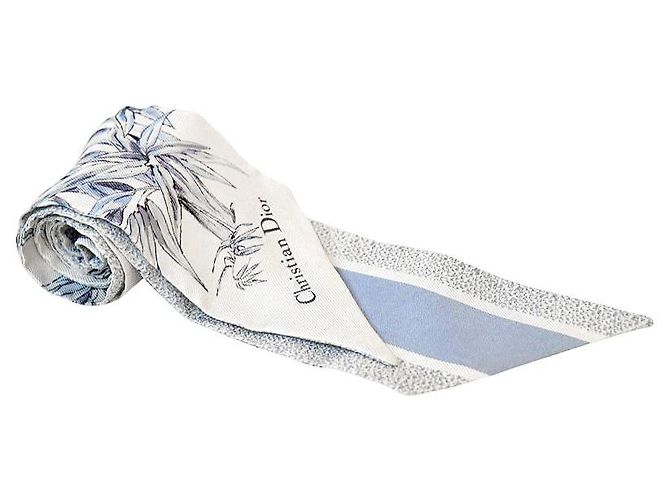 Sciarpa Dior in seta blu e bianca