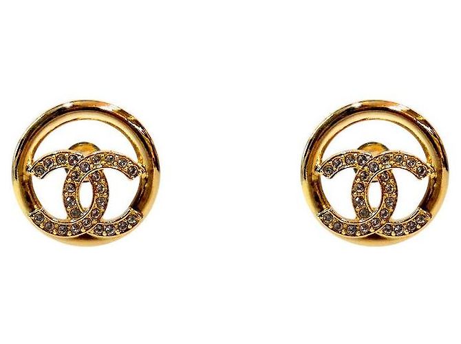 Boucles d'oreilles Chanel Circle CC dorées