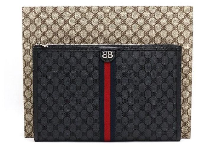 Balenciaga Borsa a pochette da uomo BB Canvas Hacker Project Nero