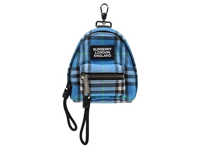 Burberry Blue Check Backpack Keyring Charm