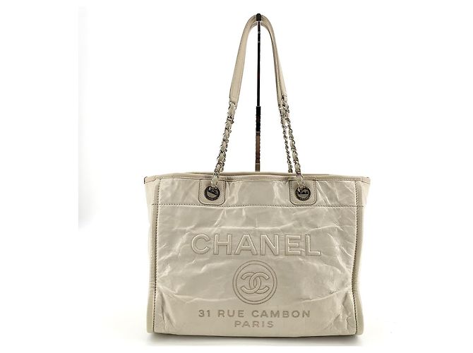 Chanel Bolsa de ombro Deauville em couro Branco