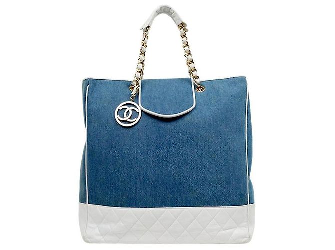 Chanel Two-Tone Denim Chain Shoulder Bag Multiple colors