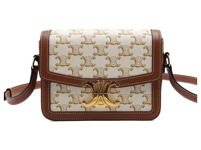 Céline Borsa a spalla e a tracolla Triomphe Small in tela bianca Bianco