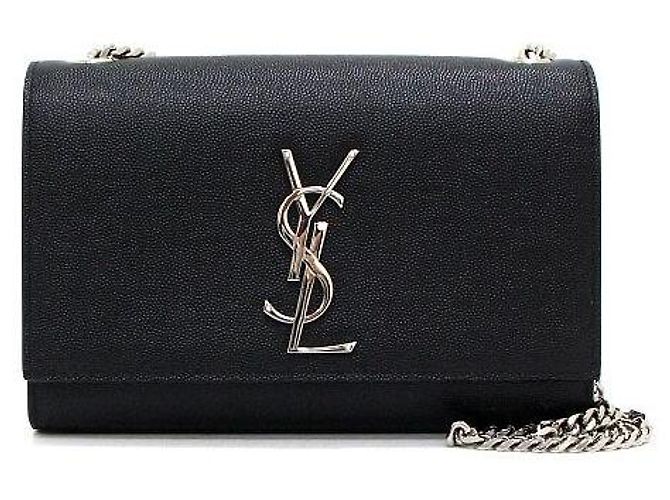 Saint Laurent Bolsa de ombro e crossbody Classic Kate Small Monogram com corrente prateada Preto