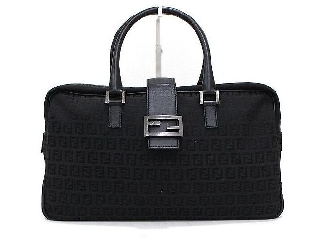 Fendi Black Canvas Juka Briefcase Tote Bag
