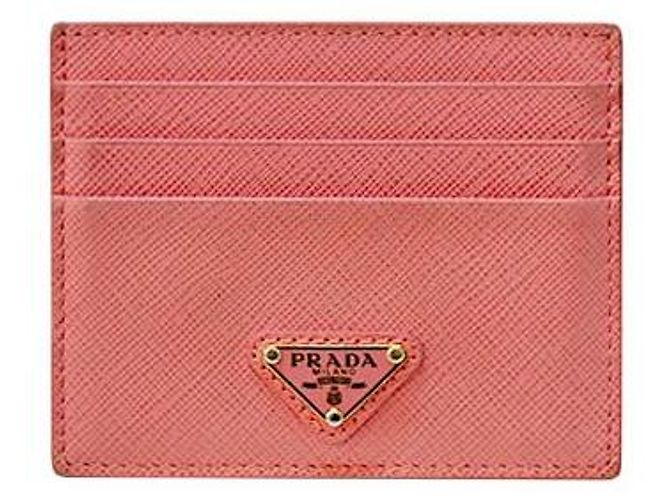 Prada Tarjetero de cuero Saffiano rosa