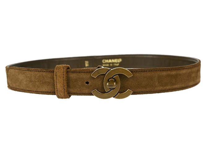 Chanel CC Turnlock Belt Suede Brown