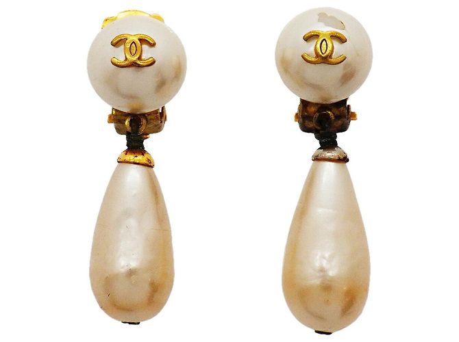 Boucles d'oreilles clips Chanel Gold Doré