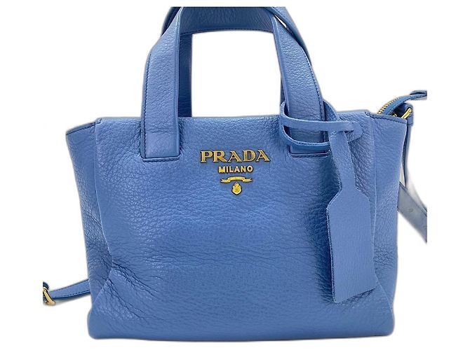 Bolso de hombro Prada Vitello en azul