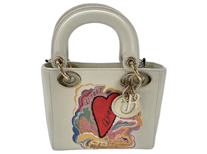 Sac à épaule Lady Mini Christian Dior Blanc