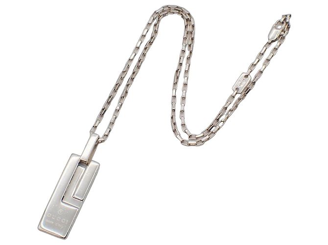 Gucci Logo Plate Sterling Silver Silvery