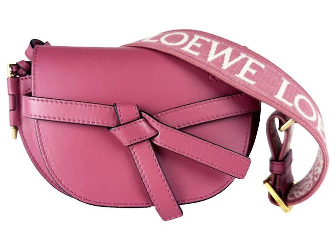 Bolsa de Ombro em Pele Loewe Gate Dual Mini Rosa