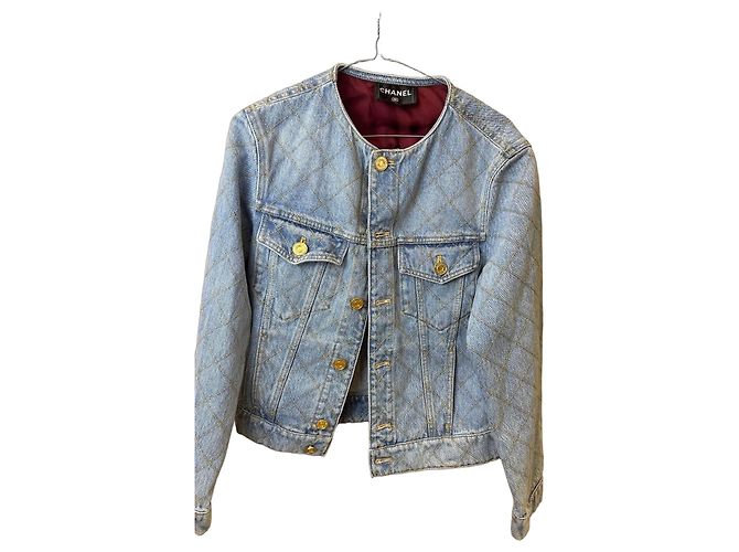 Chanel Denim Steppjacke Blau