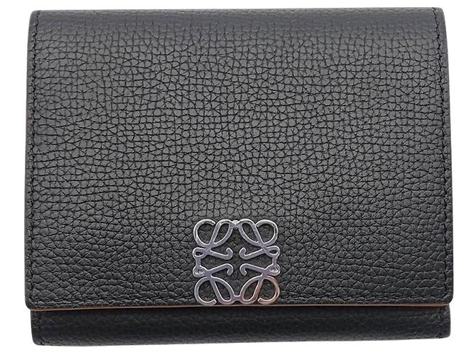 Loewe Black Leather Tri-Fold Wallet