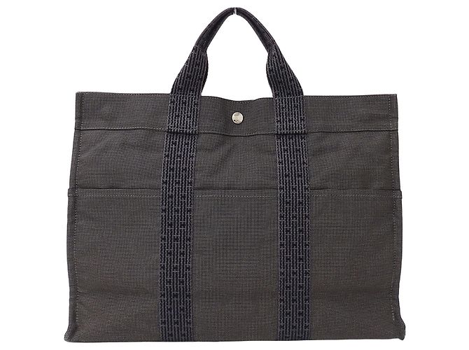 Hermès Sac Hermes Herline Tote MM en Canvas Noir