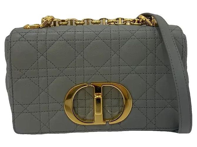 Dior Caro Schultertasche aus grauem Leder