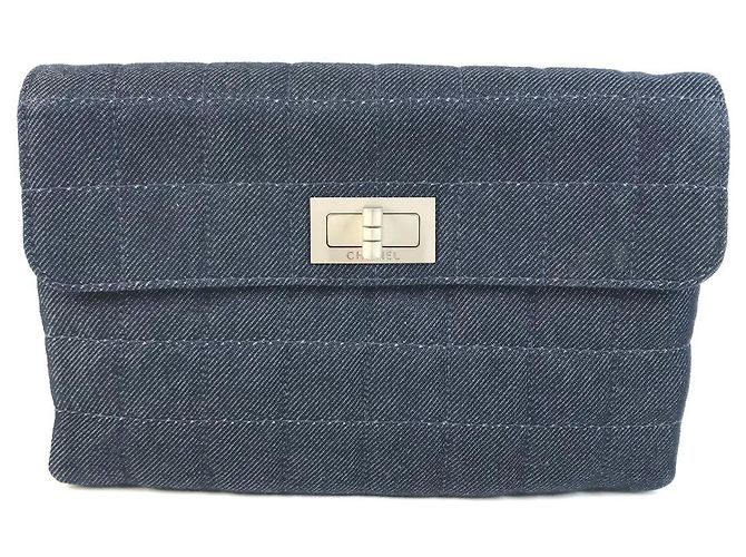 Clutch Chanel 2.55 in denim Blu