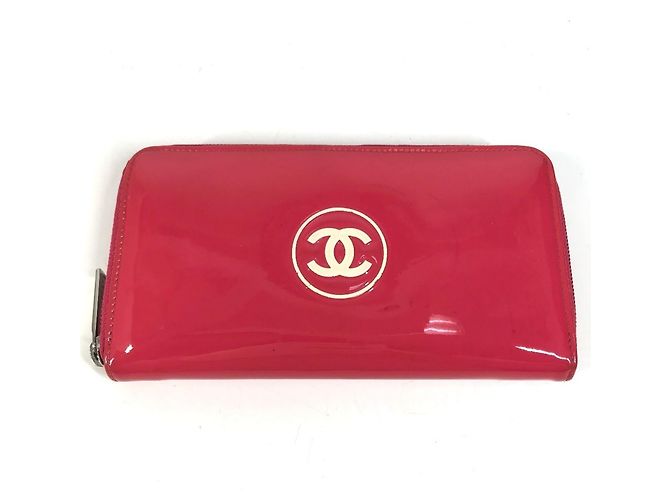 Carteira longa bi-fold Chanel rosa e branca Branco
