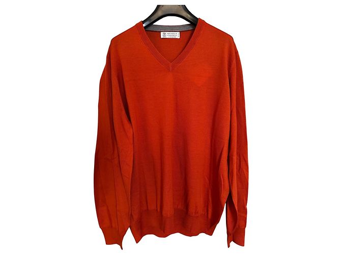 Brunello Cucinelli Pullover aus Wolle und Kaschmir in Orange
