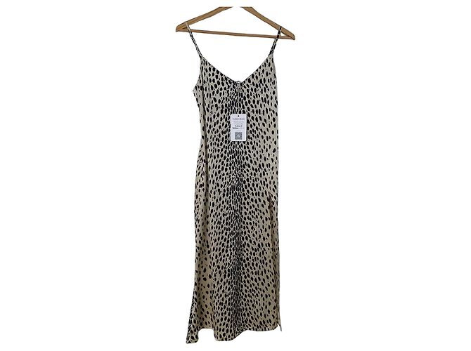 Vestido midi Reformation estampado de leopardo em seda Preto Bege Estampa de leopardo