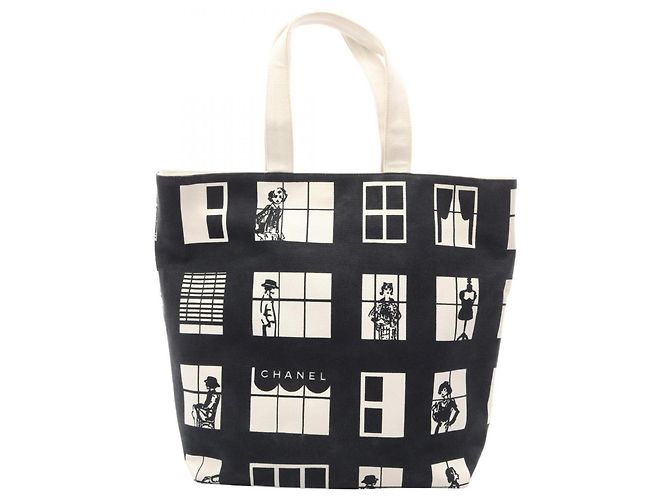 Sac cabas Chanel Window Line Noir Blanc