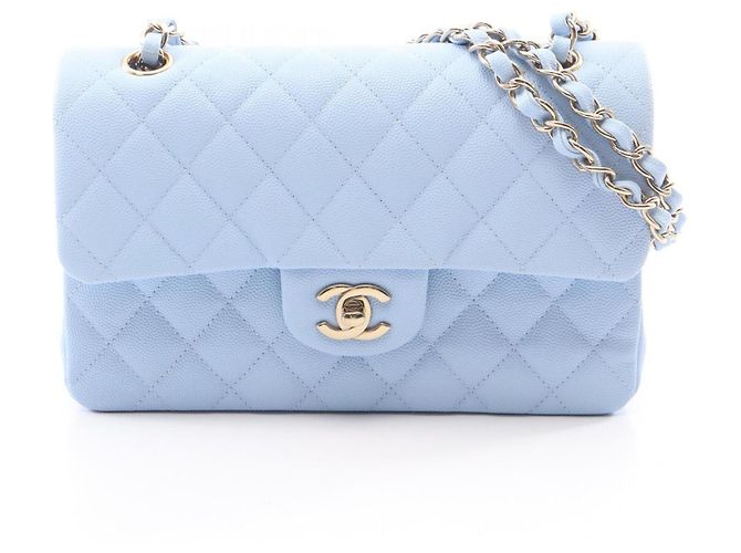 Timeless Borsa a tracolla Chanel Matelassé Double Flap in blu