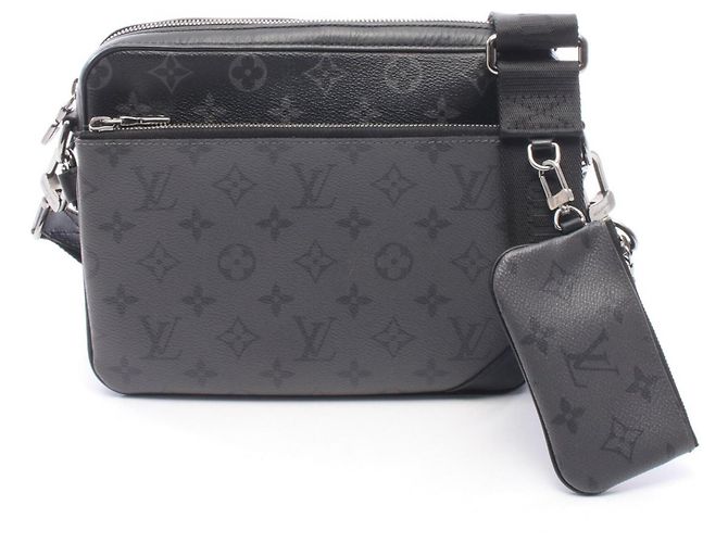 Bolsa de Ombro Louis Vuitton Trio Messenger Monogram Eclipse Marrom Preto