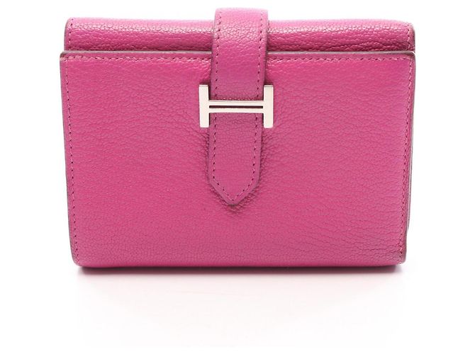 Hermès Hermes Bearn Combination Magnolia Tri-fold Geldbörse Pink