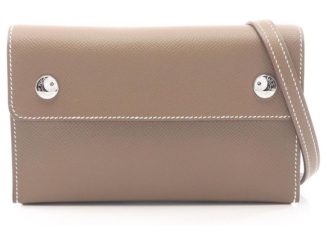 Hermès Bolsa de ombro Hermes Snap Tougo Etoupe Marrom Taupe