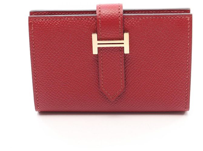 Hermès Hermes Bearn Mini Rouge Grenat Visitenkartenetui Rot