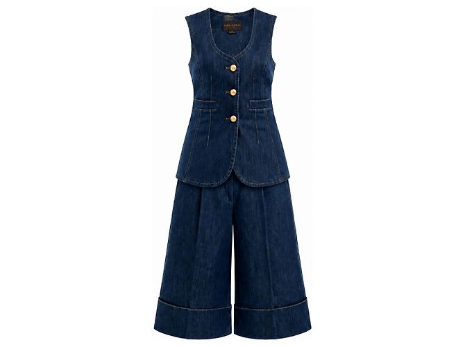 Louis Vuitton Conjunto de Chaleco y Culottes de Denim Resort 2013 Azul