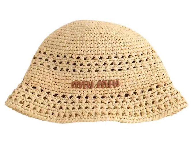 Cappello in vimini beige Miu Miu