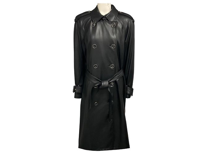 Veronica Beard Black Conneley Vegan Leather Dickey Trench Coat