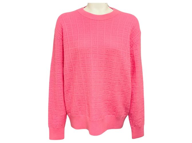 Pull Givenchy rose en maille jacquard motif 4G