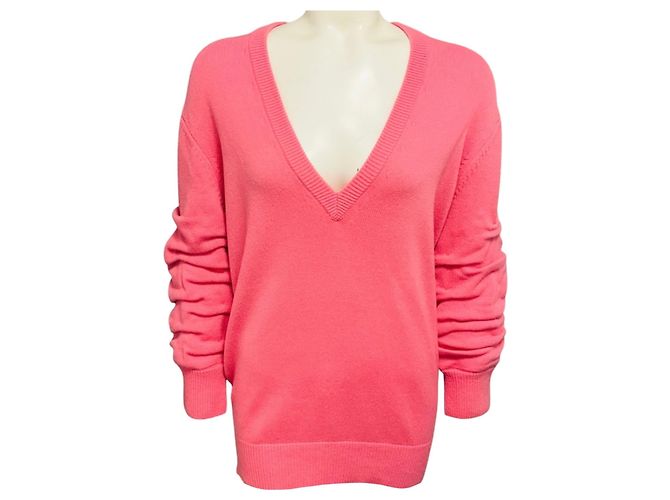 Pull en cachemire Geranium Pink à manches plissées Michael Kors Collection Rose