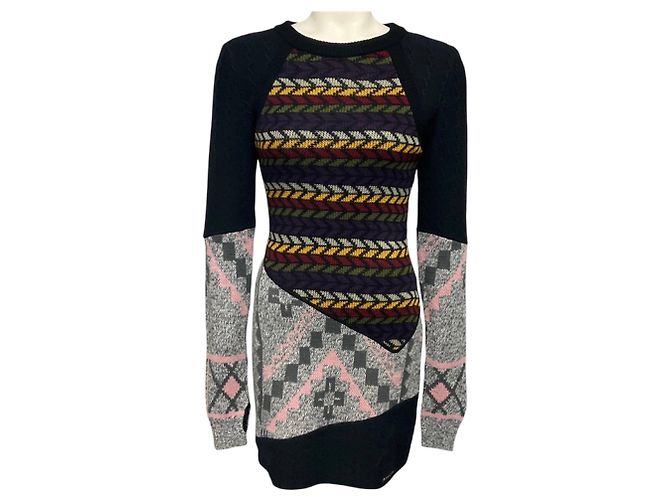 Abito pullover Marine Serre Black Multi Crazy Pullover Sweater Dress Multicolore