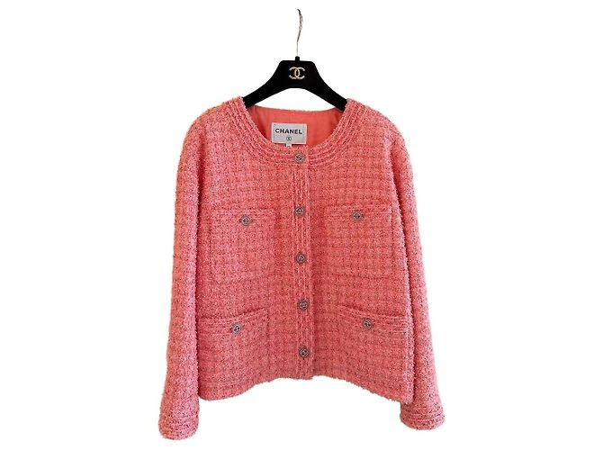 Chanel Pink Tweed Jacket Size 42 Multiple colors