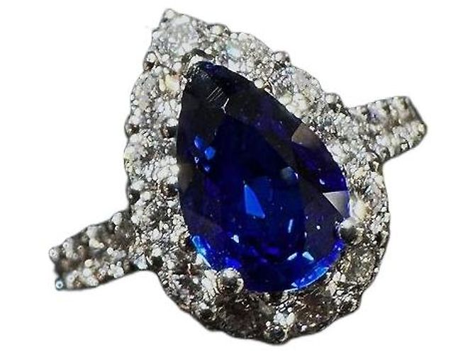 Bague Graff en saphir bleu et platine taille 48 Multicolore