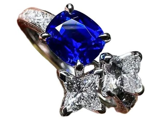Louis Vuitton Ring aus Platin mit Saphir Größe 52 Mehrfarben