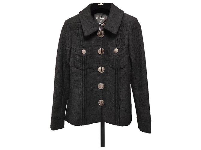 Giacca Chanel in lana nera taglia 38 Multicolore
