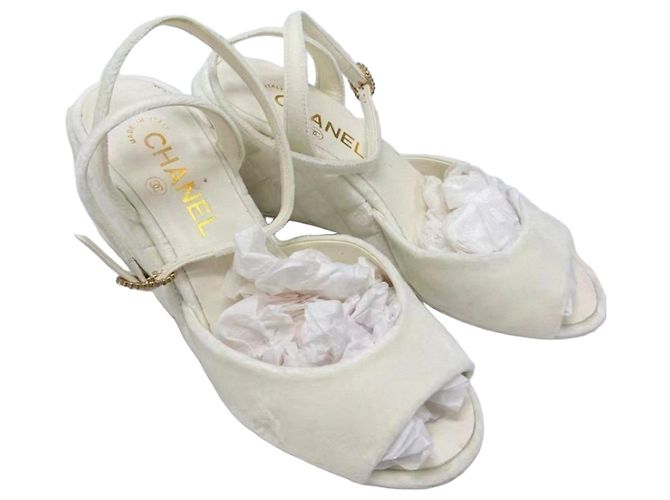 Chanel Sandals White Fabric Size 36 Multiple colors