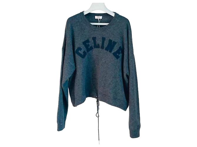 Céline Strickpullover Wolle Grau Mehrfarben