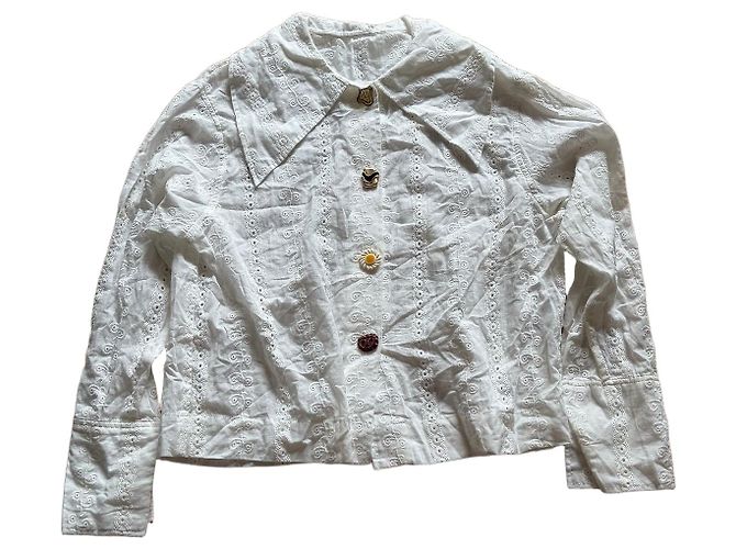 Top Rejina Pyo de algodão branco Multicor