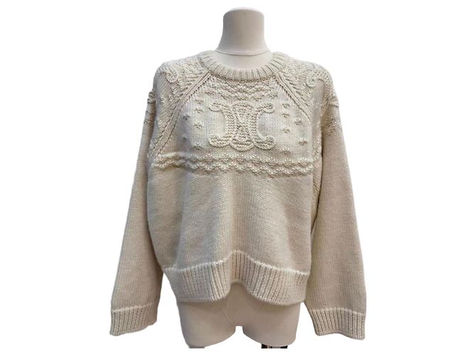 Pull en laine Céline blanc Multicolore