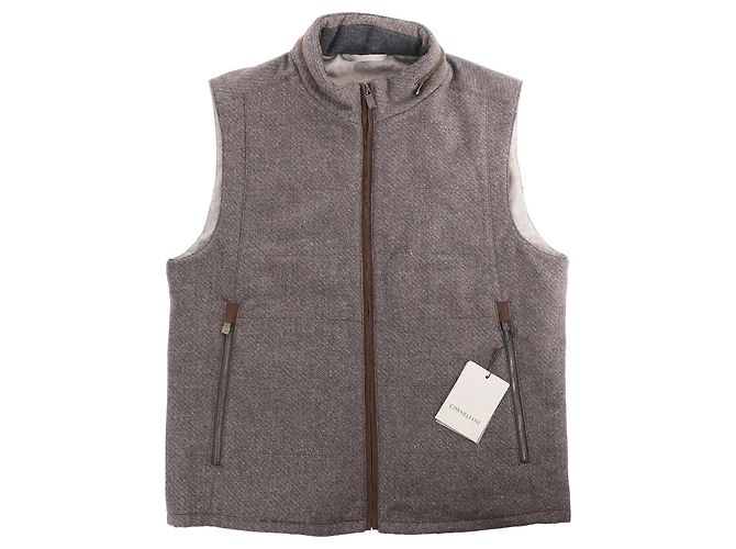 Corneliani Seide-Kaschmir Weste, Größe 50 IT Braun