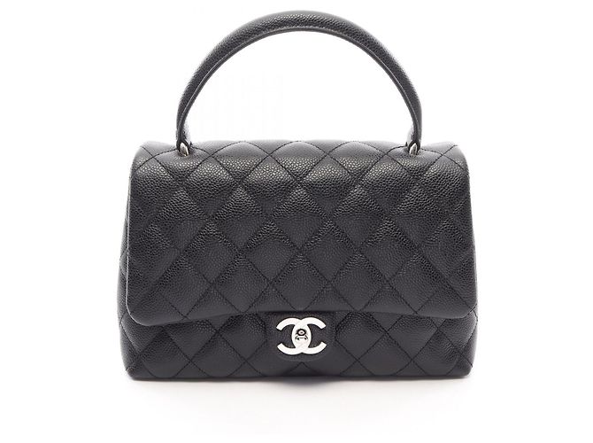 Chanel Matelassé Handtasche mit oberem Griff Schwarz