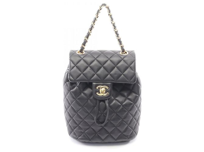 Chanel Matelassé Rucksack aus schwarzem Lammleder