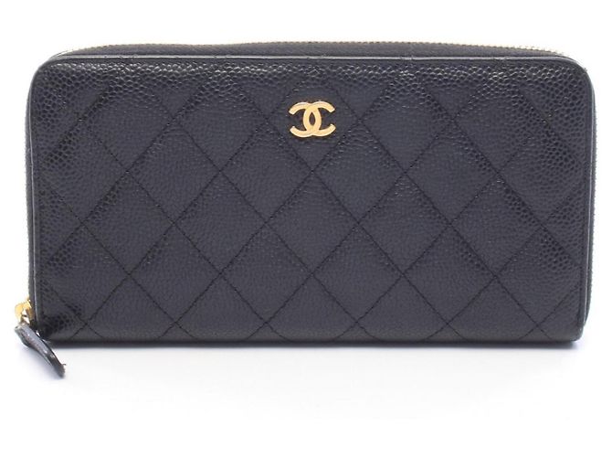 Cartera larga redonda Chanel Matelassé Negro