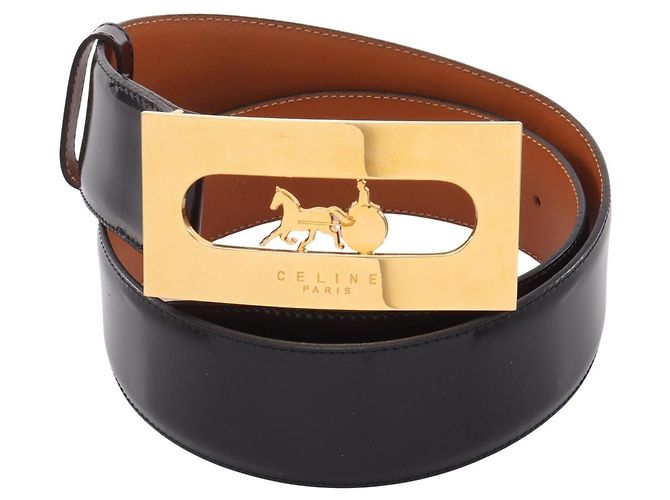 Céline Celine Sulky Gold Hardware Belt Black